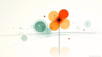 Wall Mural - Abstract Orange Flower Softly Illuminated Minimalist Design. AI Generated