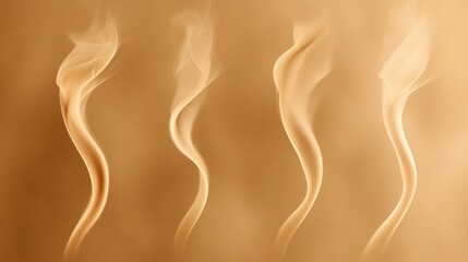 Wall Mural - Abstract swirling beige smoke patterns gently rise against warm background. AI Generated