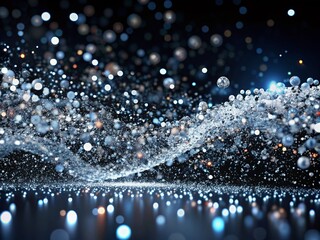 Poster - Abstract Silver Particles Flowing on Black Background - Architectural Photography