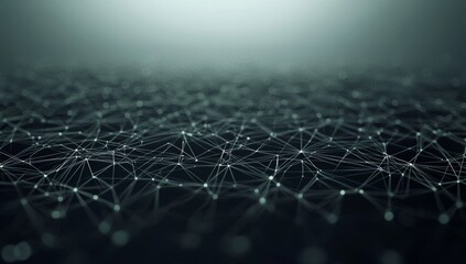 Fototapete - An illustration of the concept of high-speed internet connections depicted as glowing cable webs sending digital data over magnificent futuristic cyberpunk cityscapes with skyscrapers and glowing