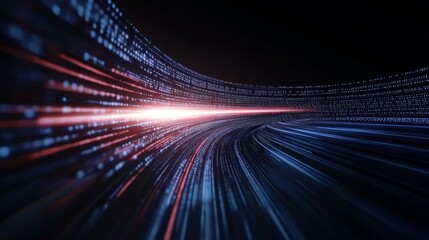 Fototapete - 3D rendering of digital cyberspace with particles and network connections, abstract background of technology and digital data, analysis and access to digital data.