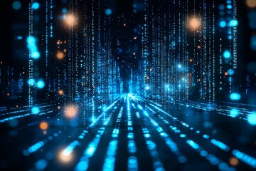 Leinwandbilder - The future of science fiction digital science technology virtual advance technological technological future nanotechnology black cryptocurrency blue technology datum reality code binary high digit