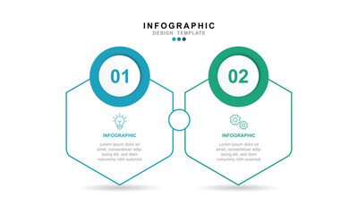 Fototapete - Thin line infographics design template with icons and 2 options or steps.