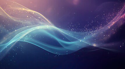 Poster - A smooth futuristic wave background with elegant light streaks in a tech setting.
