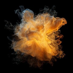 Poster - Plasma portal circle light with orange fire effect isolated on black