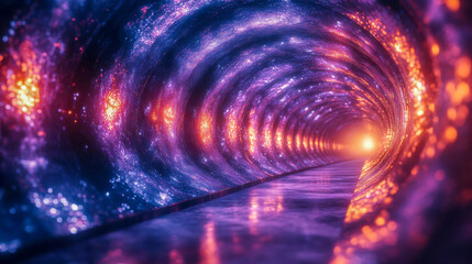 Poster - A futuristic glowing tunnel with abstract lights creating a mesmerizing visual effect