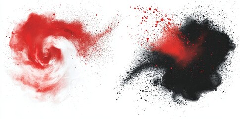 Poster - The overlay of swirling particles on a transparent and black background is an abstract red ring particle effect.