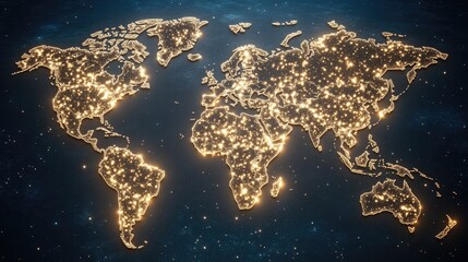 Leinwandbilder - Experience a visual representation of a global network connection map featuring location signs in an abstract digital design