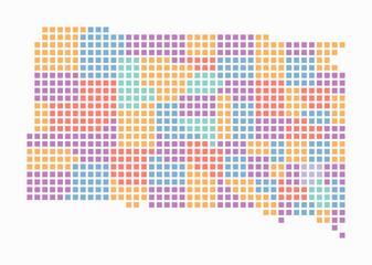 Poster - South Dakota dotted map. Digital style map of the state on white background. South Dakota shape with square dots. Colored dots style. Large size squares. Artistic vector illustration.