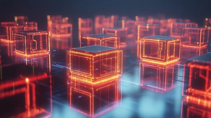 Glowing digital symbols in abstract form, representing the essence of modern coding and technology.
