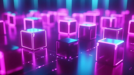 Glowing digital symbols in abstract form, representing the essence of modern coding and technology.