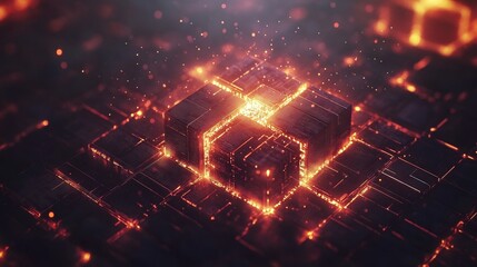 Glowing digital symbols in abstract form, representing the essence of modern coding and technology.