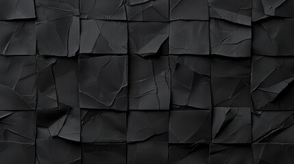 Poster - textured black paper background with wrinkles and creases, ideal for modern graphic designs, text ov