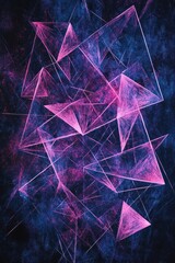 Wall Mural - Abstract Pink Blue Triangles Dark Background