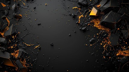Leinwandbilder - Dynamic geometric design in monochrome with fiery accents digital art abstract high contrast