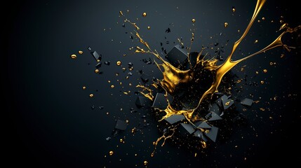 Leinwandbilder - Dynamic liquid explosion modern studio digital art high-contrast environment abstract view geometric concept
