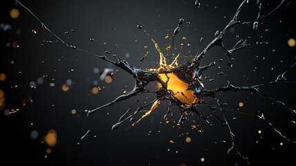 Aufkleber - Dynamic monochrome explosion of neurons digital space abstract artwork dark environment artistic perspective