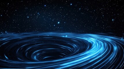 Poster - Captivating Swirling Blue Light Effects in Cosmic Space with Stars and Galaxy Background for Creative Projects and Digital Art
