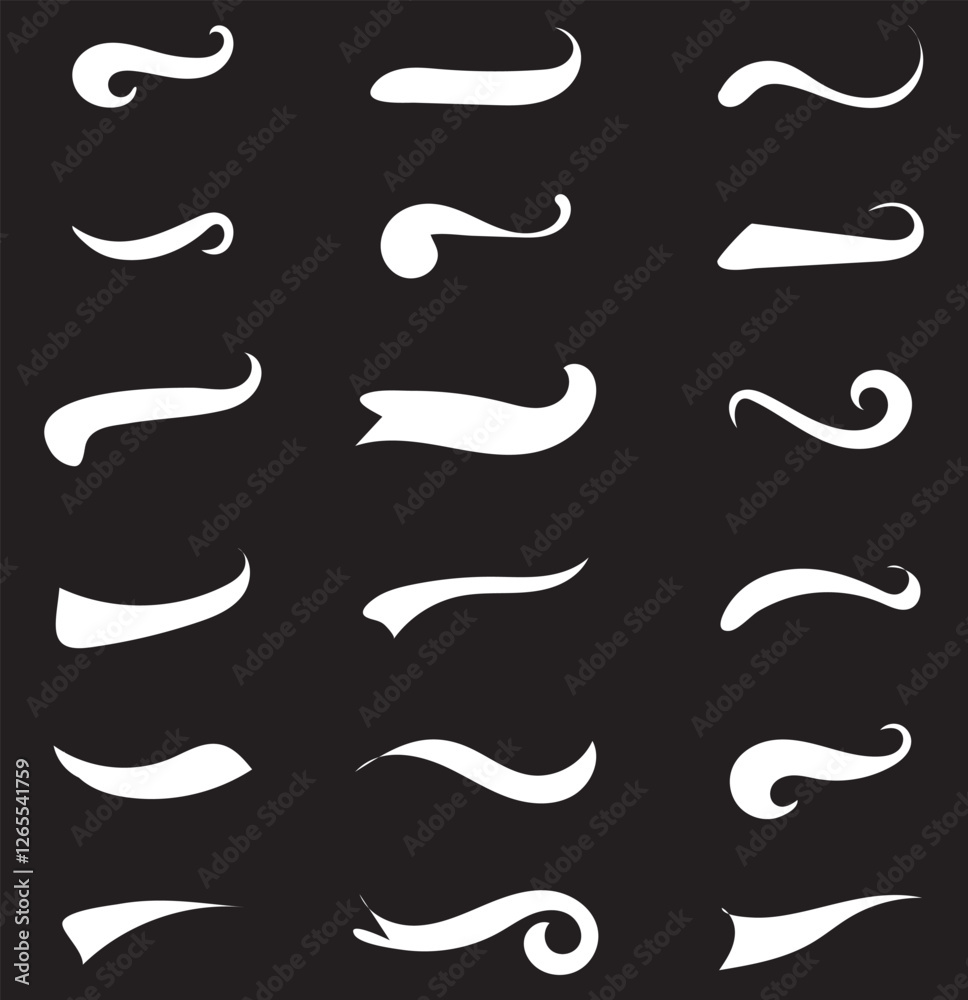 Set of Swoosh vector. Hand drawn swoosh elements, and swoop underline ...