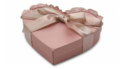 Wall Mural - heart shaped gift box with ribbon