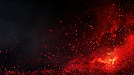 Poster - Abstract Red and Black Background with Dynamic Particles and Splashes for Creative Design and Modern Artwork Concepts