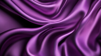 Wall Mural - This image highlights the interplay of light and shadow on luxurious purple satin fabric, creating an inviting aesthetic resonating with comfort and elegance.