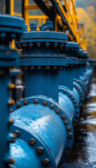 Poster - Industrial water system with blue pipes and yellow structure