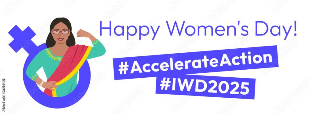 International Women's Day 2025 Accelerate Action campaign pose. Indian ...
