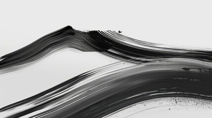 Poster - abstract black and white brush strokes create dynamic and modern design, evoking sense of movement a