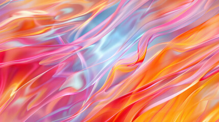 Poster - Vibrant abstract waves in shades of pink, orange, and blue create dynamic and fluid background. smooth transitions evoke sense of movement and energy