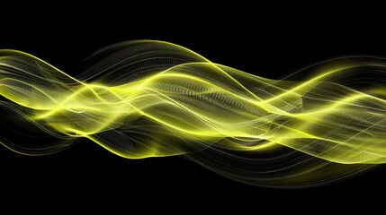 Aufkleber - abstract yellow wave pattern with smooth flowing lines on black background, creating sense of moveme