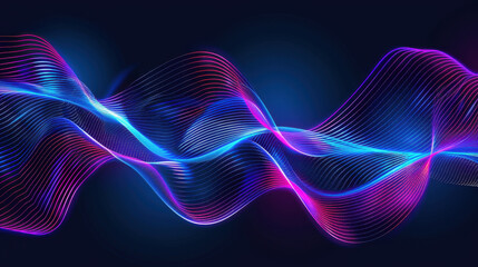 Aufkleber - vibrant abstract wave design with blue and pink light trails on dark background, creating dynamic an