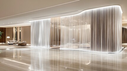 Wall Mural - Modern Lobby Interior Design Featuring Elegant Sheer Curtains