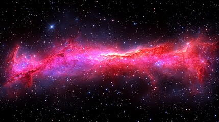 Wall Mural - A pink and purple galaxy surrounded by sparse stars in the dark expanse of space.