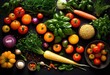 © Yaroslava - luxurious display fresh ingredients dark slate background highlighting natural textures vibrant colors, array, artistry, bowls, cuisine, cookery, cuts