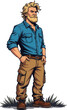 © YuriDA Art - a man in a blue shirt and brown pants stands with his hands on his hips