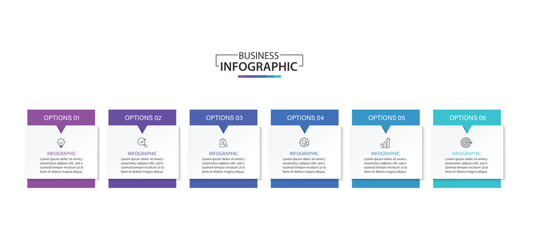 Wall Mural - business infographic design template with 6 options, steps or processes.