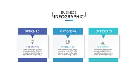 Wall Mural - business infographic design template with 3 options, steps or processes