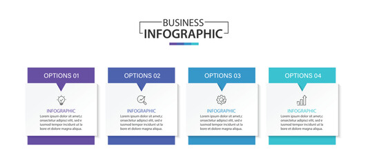 Wall Mural - business infographic design template with 4 options, steps or processes