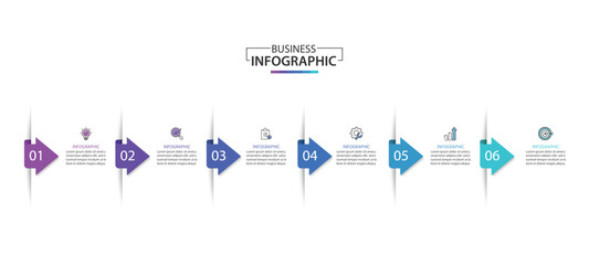 Wall Mural - business growth arrow template. infographic 6 steps to success. vector illustration.