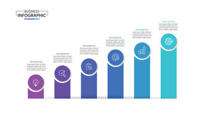 Poster - infographic template 6 step for business direction, marketing strategy, diagram, data, growth