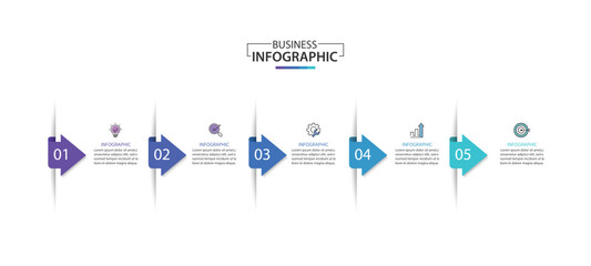 Wall Mural - business growth arrow template. infographic 5 steps to success. vector illustration.
