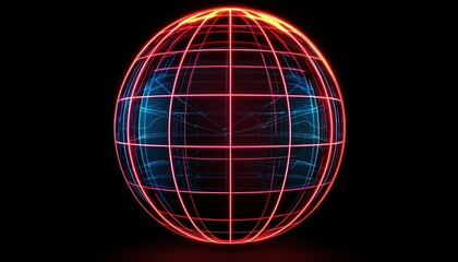 Poster - A futuristic glowing globe with neon lines representing digital connectivity.