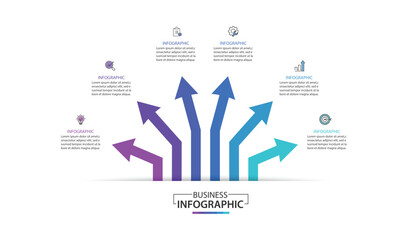 Wall Mural - business growth arrow template. infographic 6 steps to success. vector illustration.