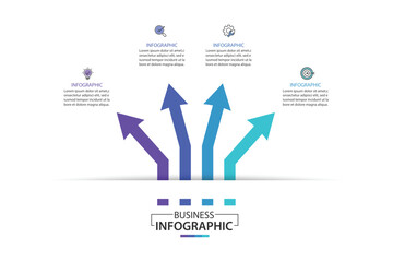 Wall Mural - business growth arrow template. infographic 4 steps to success. vector illustration.