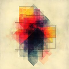 Wall Mural - Abstract Colorful Geometric Shapes with Soft Textures and Layers