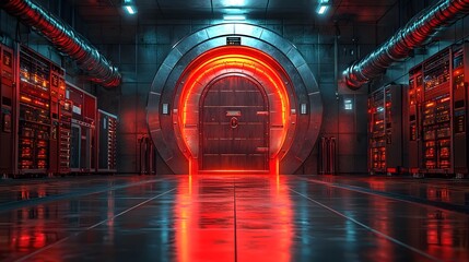 Aufkleber - comprehensive corporate asset protection with glowing vault door