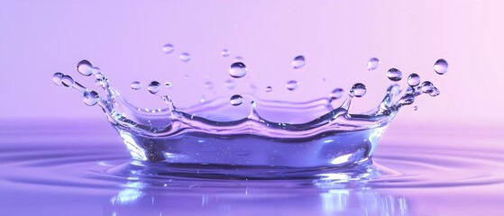 Canvas Print - A splash of water with many droplets on a purple background