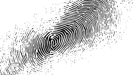 Wall Mural - black ink fingerprint image white background. vector black fingerprint on white transparent backgrou