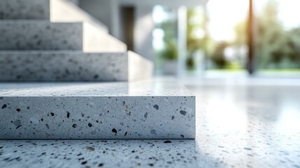 Poster - Modern Terrazzo Steps Leading to Patio, Sunlight